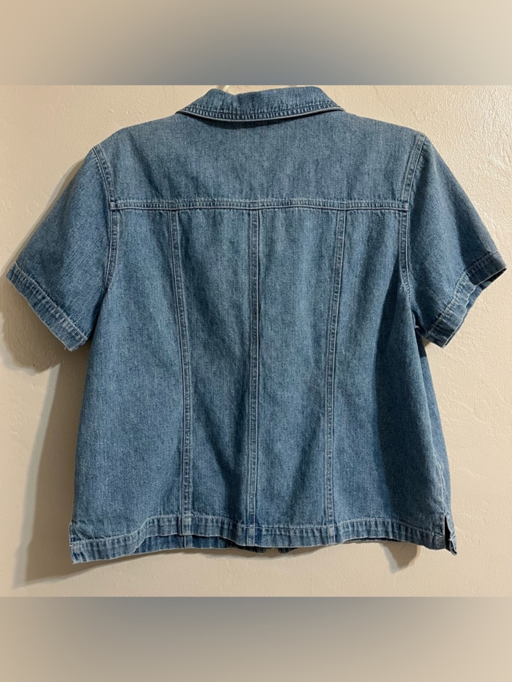 New York & Company Light Blue Short Sleeve Denim Shirt - NY Jeans Label Zip Up - Picture 2 of 7